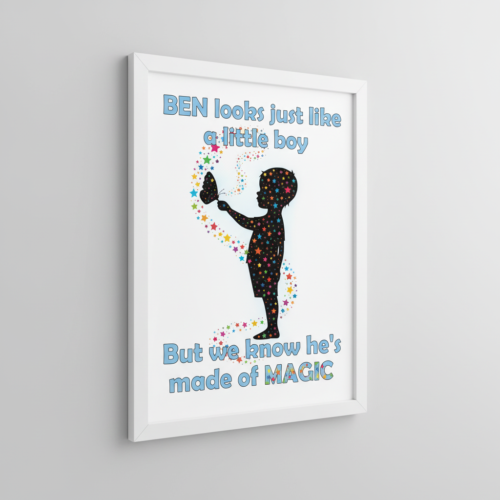 Personalised Magic Little Boy Print in White Frame