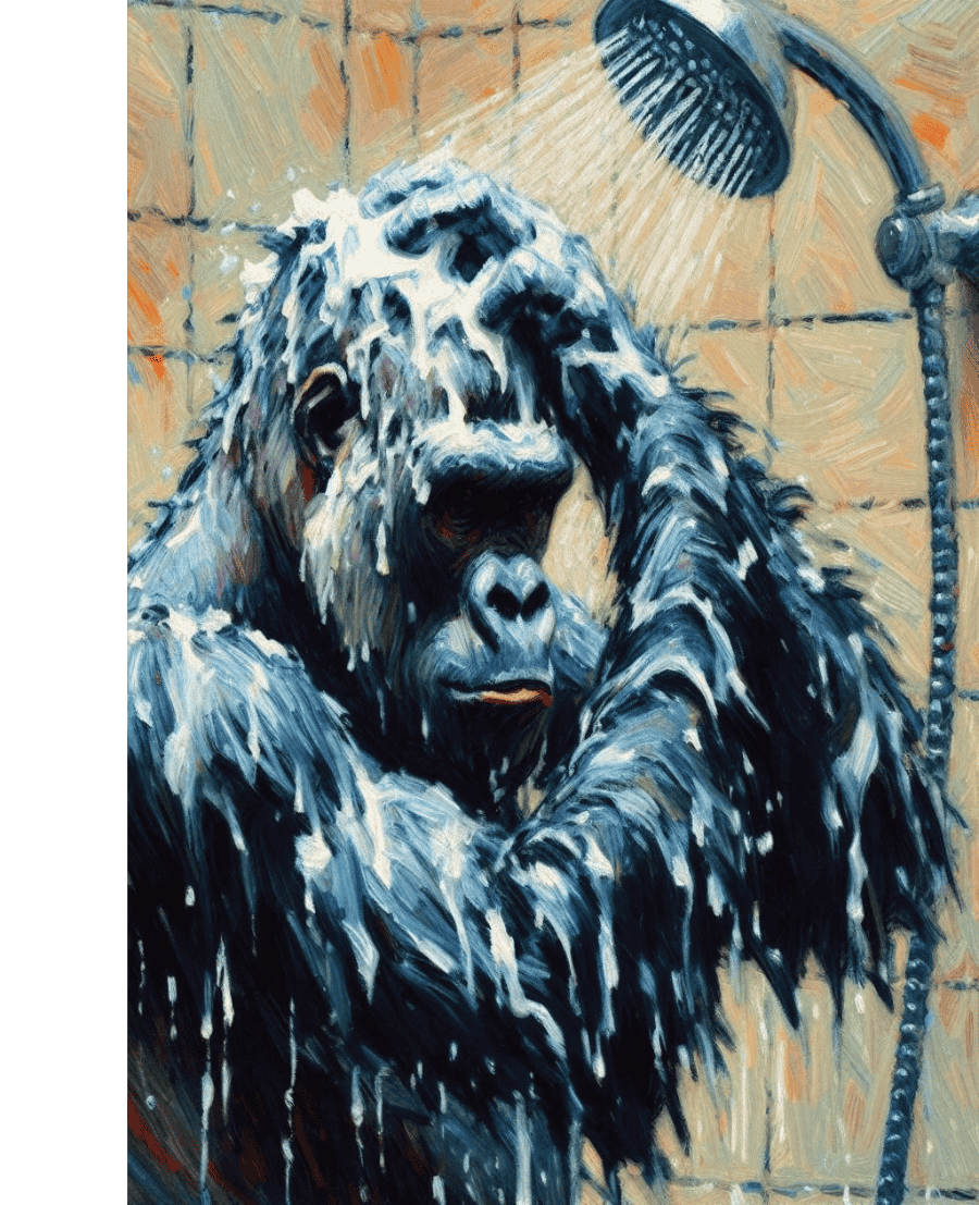 unframed showering gorilla wall art