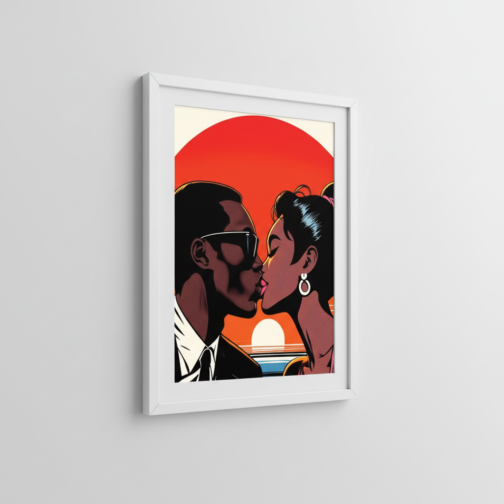 The Kiss Pop Art in White Frame