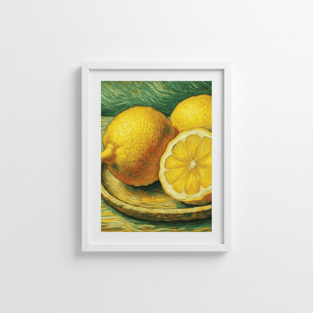 Van Gogh Lemon Wall Art in White Frame