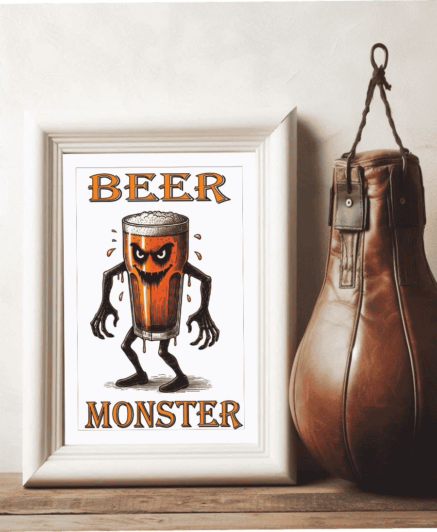 Beer monster unframed wall art