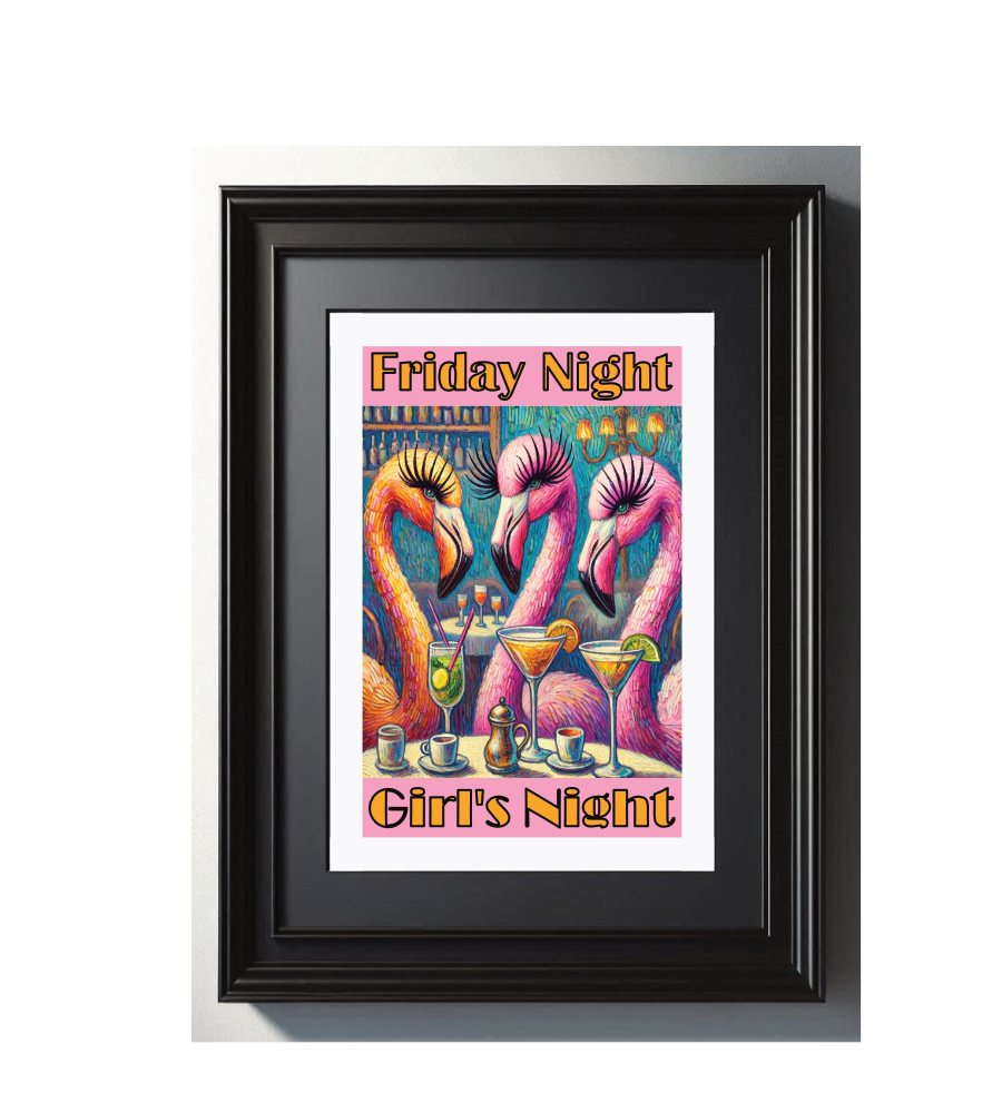 Framed Flamingo wall art print 