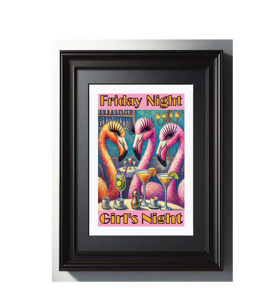 Framed Flamingo wall art print 