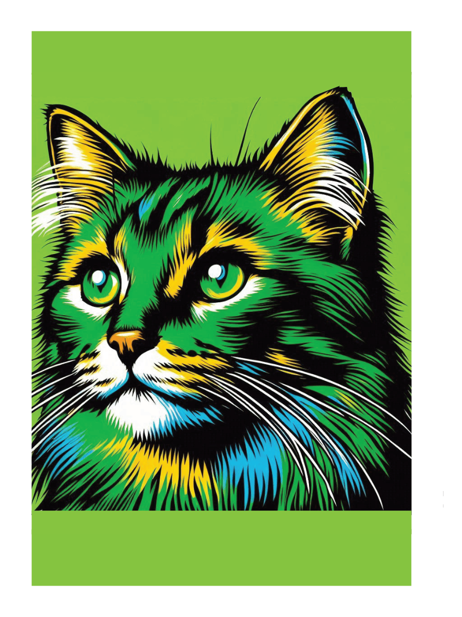 unframed Green cat wall art print