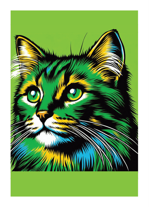unframed Green cat wall art print