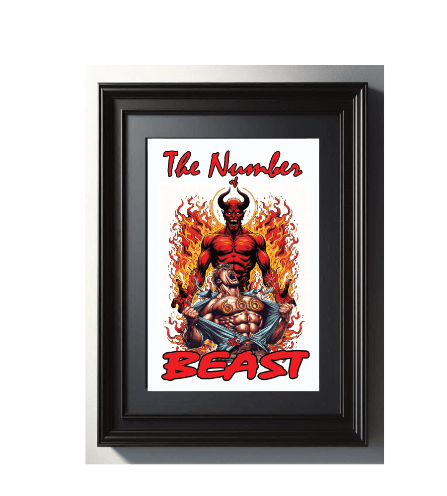 Framed Marvel style devil wall art