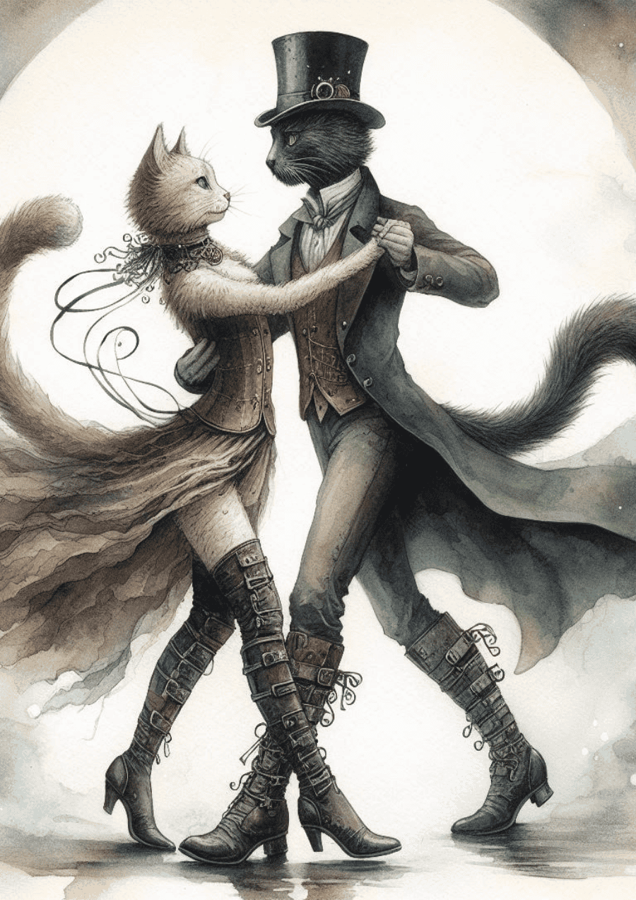 Unframed Steampunk cats wall art print