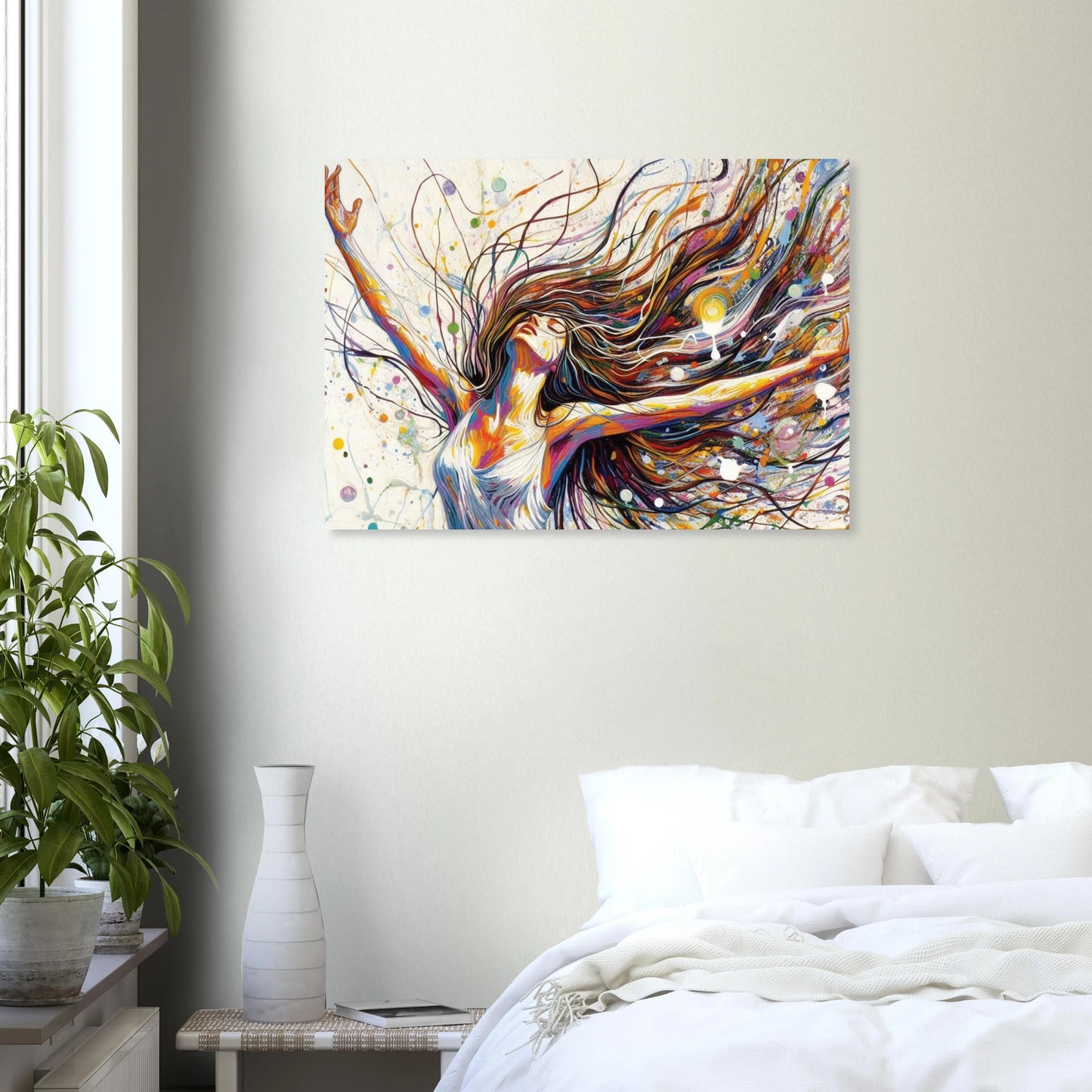 Transcendental mystical movement wall art print mounted on modern wall showing spiritual energy and flowing motion ideal for contemporary living room and bedroom décor"