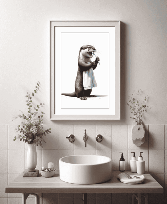 Cute otter bathroom wall art
