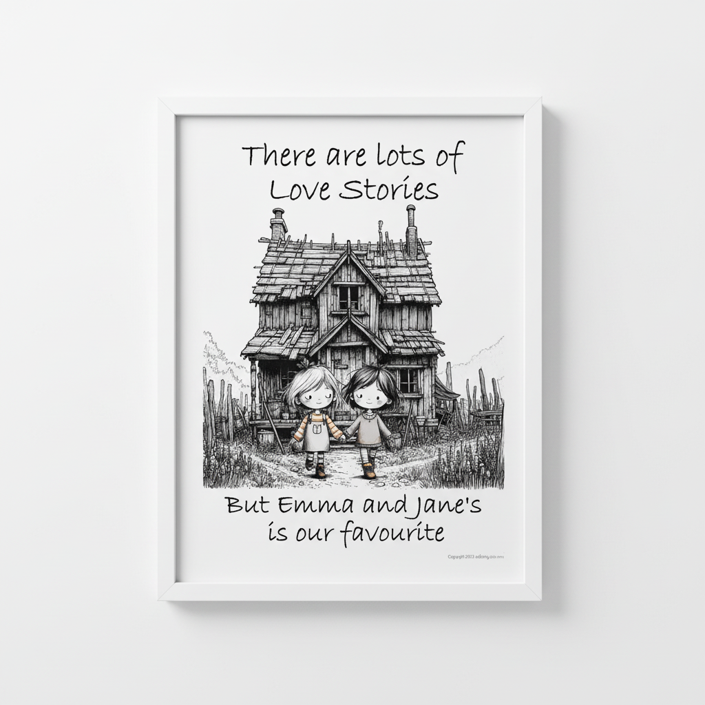 Female Couple Wall Art in White Frame