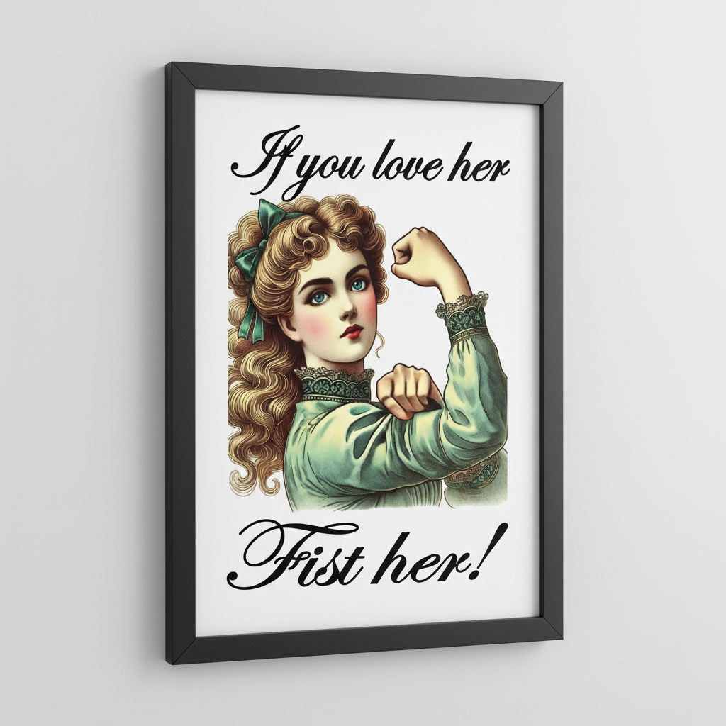Fist Her Funny Wall Art in Black Frame