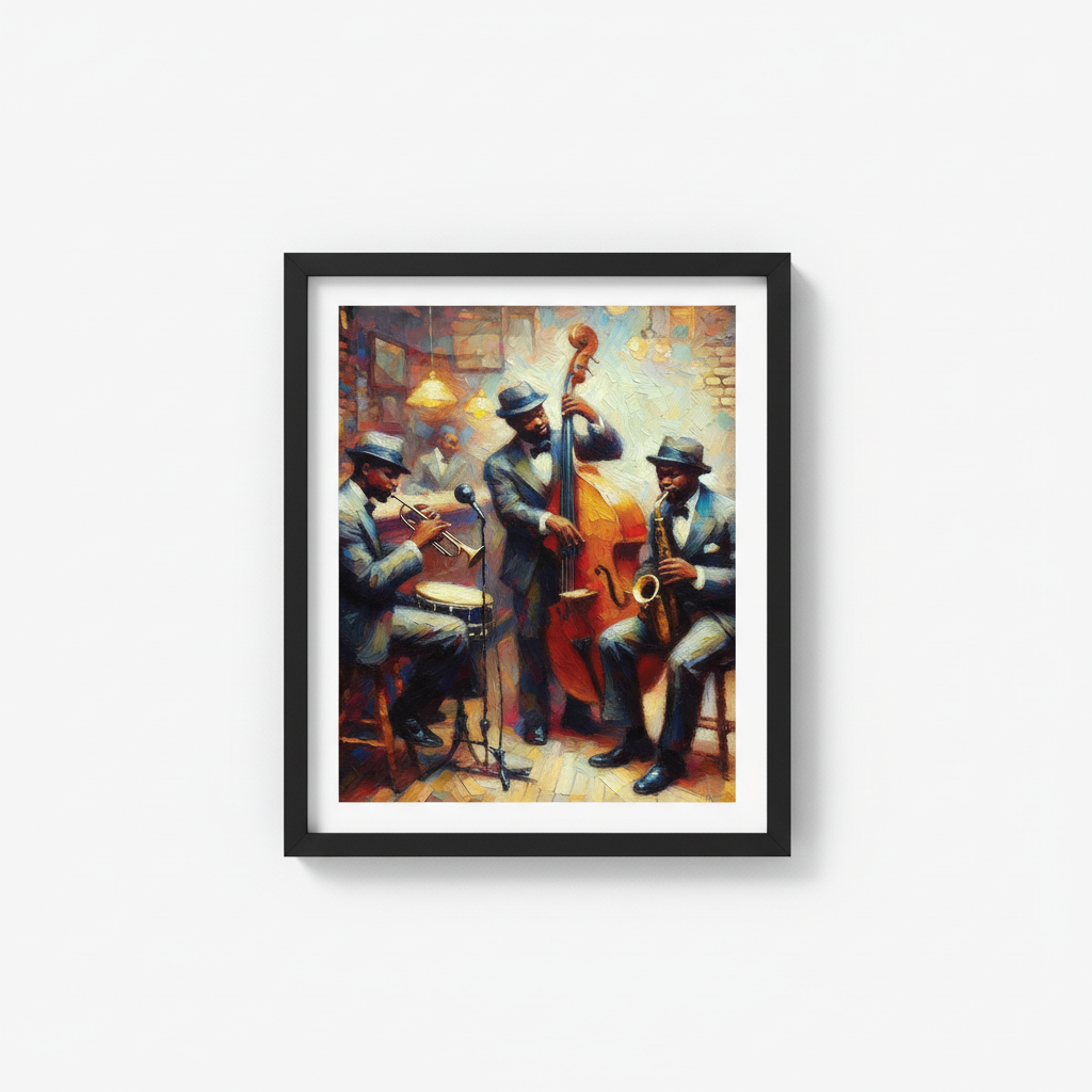 Jazz Band Art Print in Black Frame