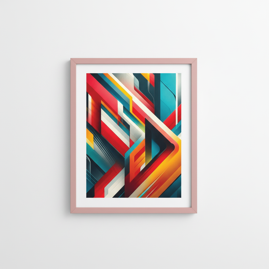 Modernist Wall Art in Pink Frame