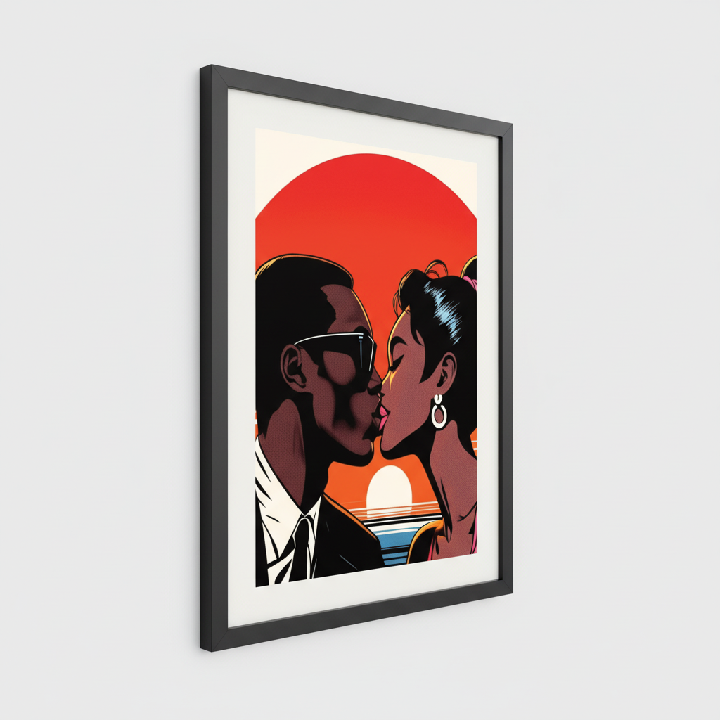 The Kiss Pop Art in Black Frame
