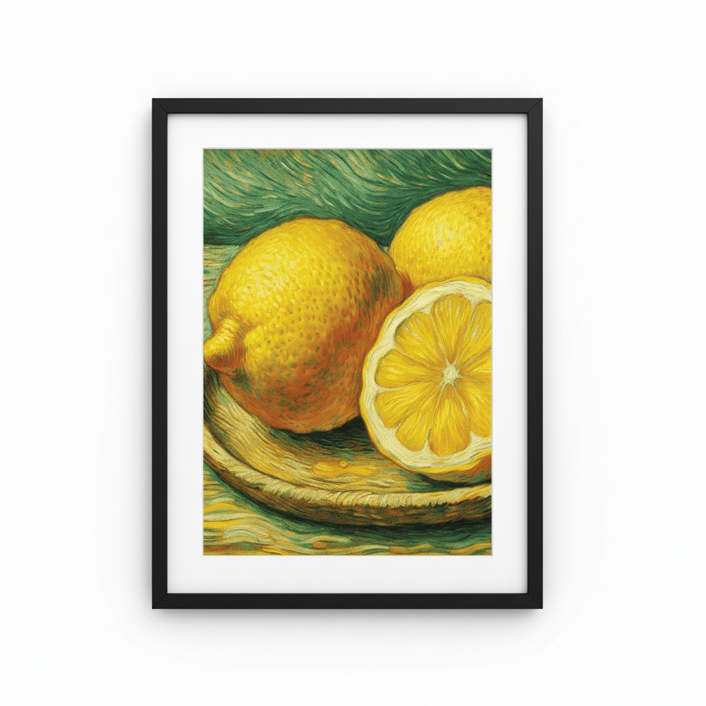 Van Gogh Lemon Wall Art in Black Frame