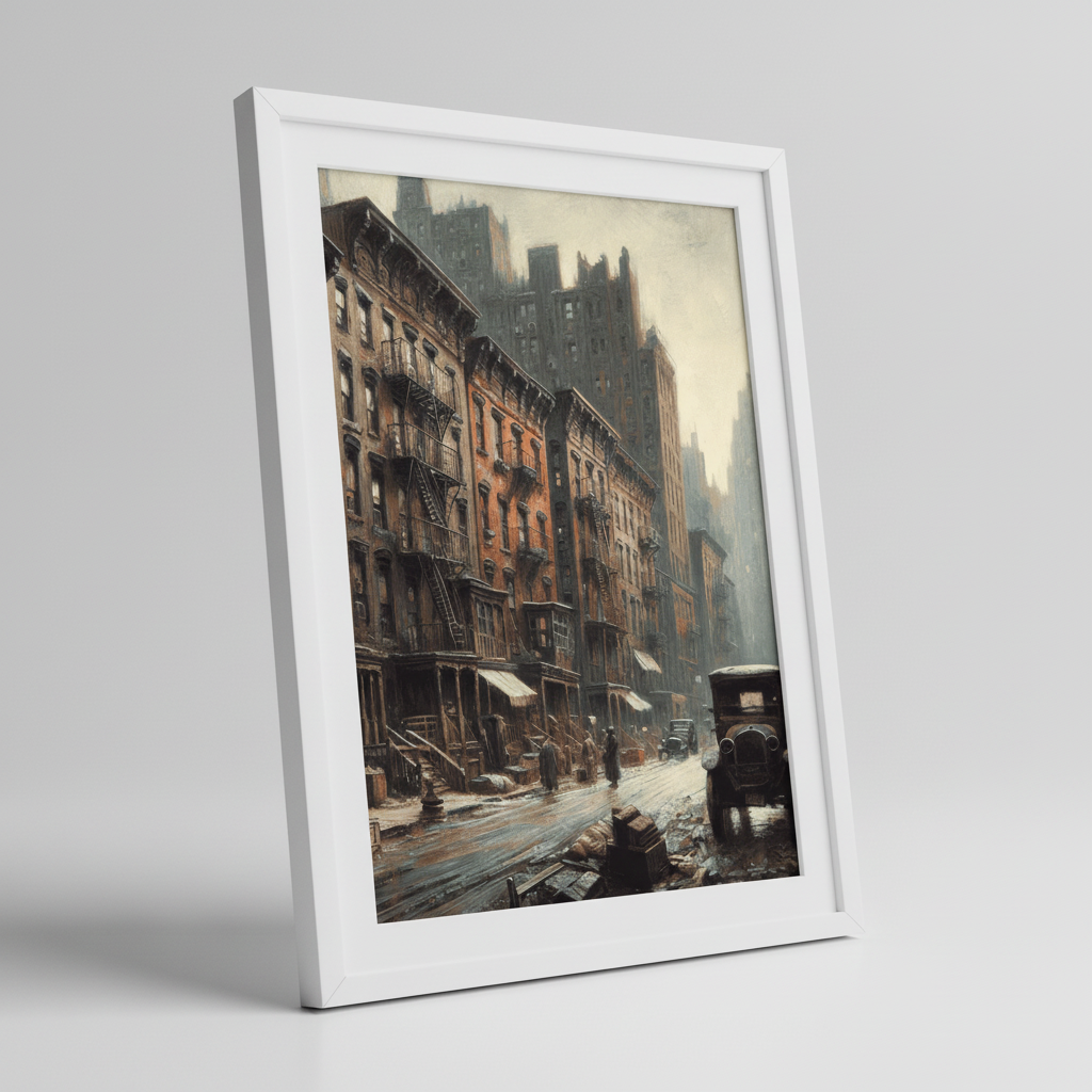 Vintage New York City Wall Art in White Frame